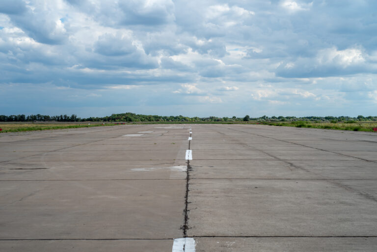 Military,Transport,Airfield,Kryvyi,Rih.,Empty,Runway,Strip,And,Cumulus